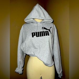 Grey “Puma” Cropped Hoodie